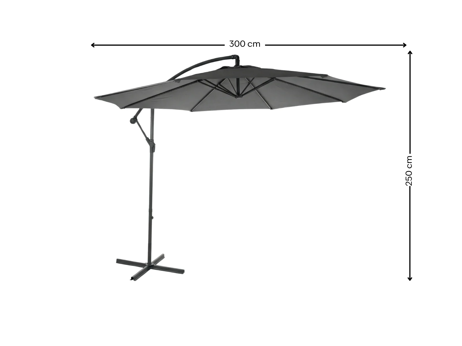 Grey Cantilever Patio Outdoor Umbrella - 3m - Image 3