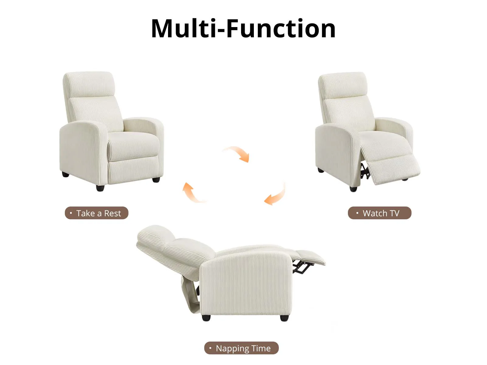 DS Austen Push Back Recliner Chair - Beige - Image 6