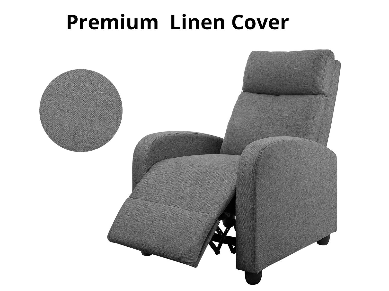 DS Austen Push Back Recliner Chair Linen Grey - Image 5