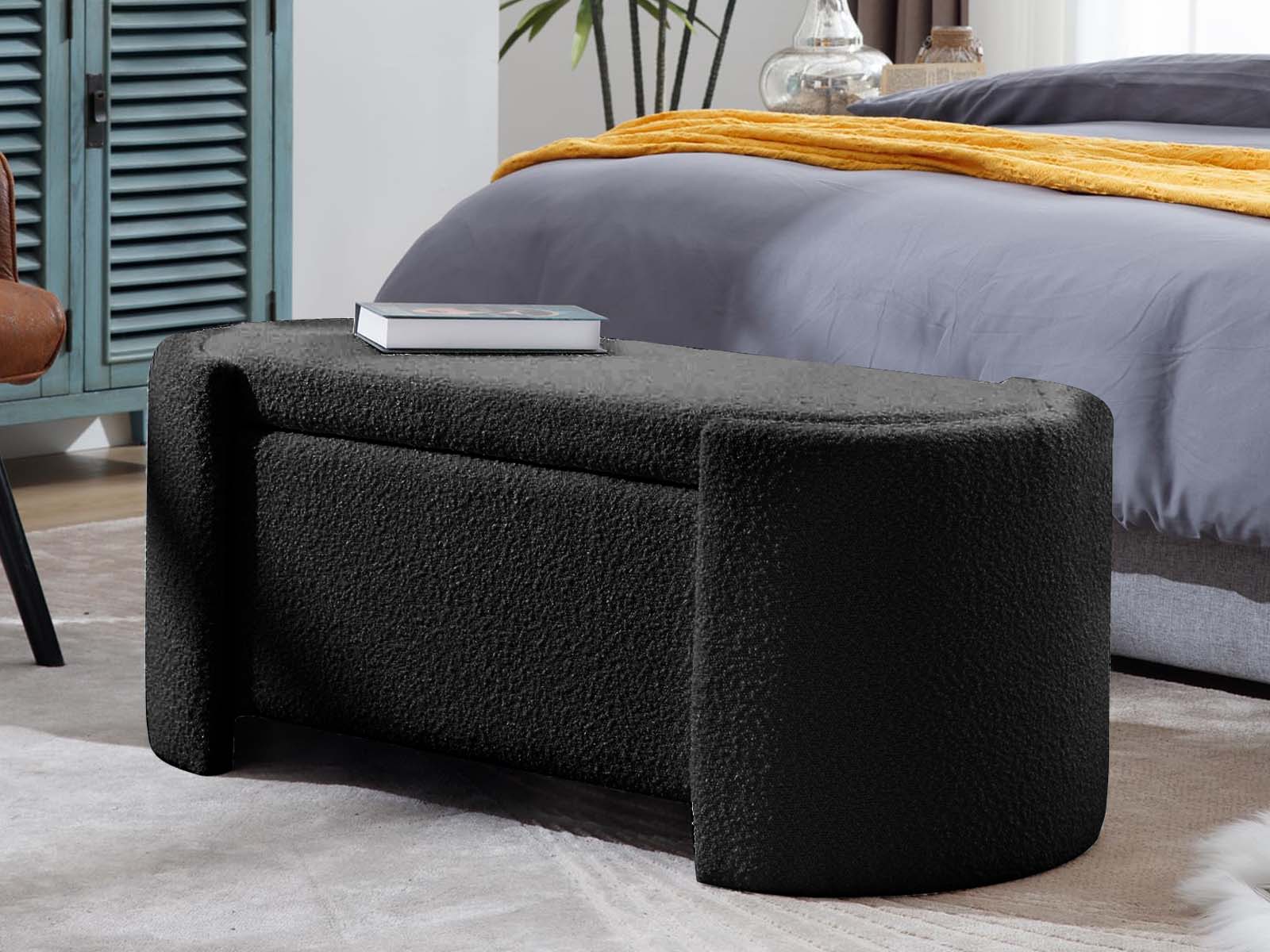 Boucle Storage Bench Black - Image 3