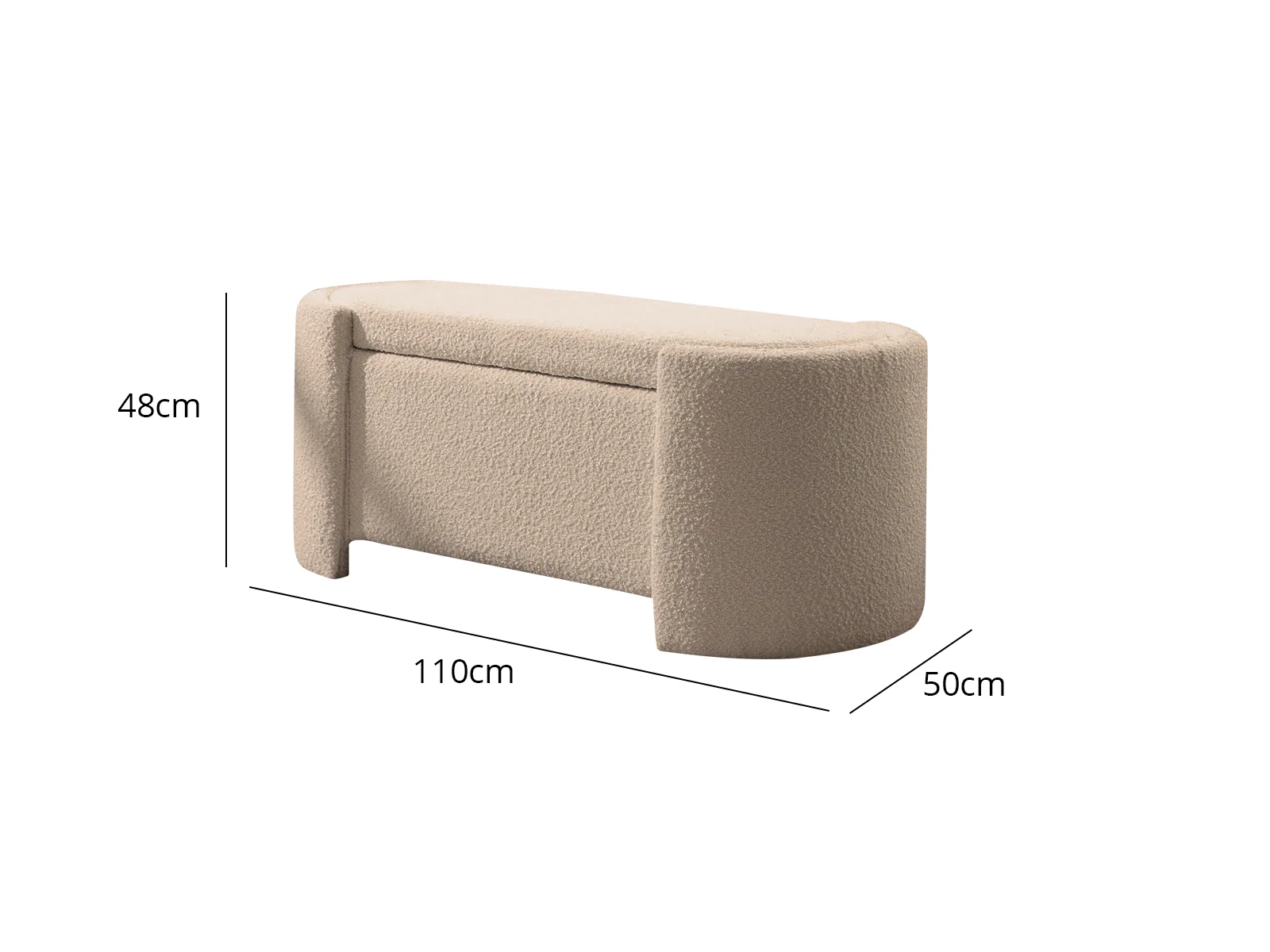 Boucle Storage Bench - Apricot - Image 4
