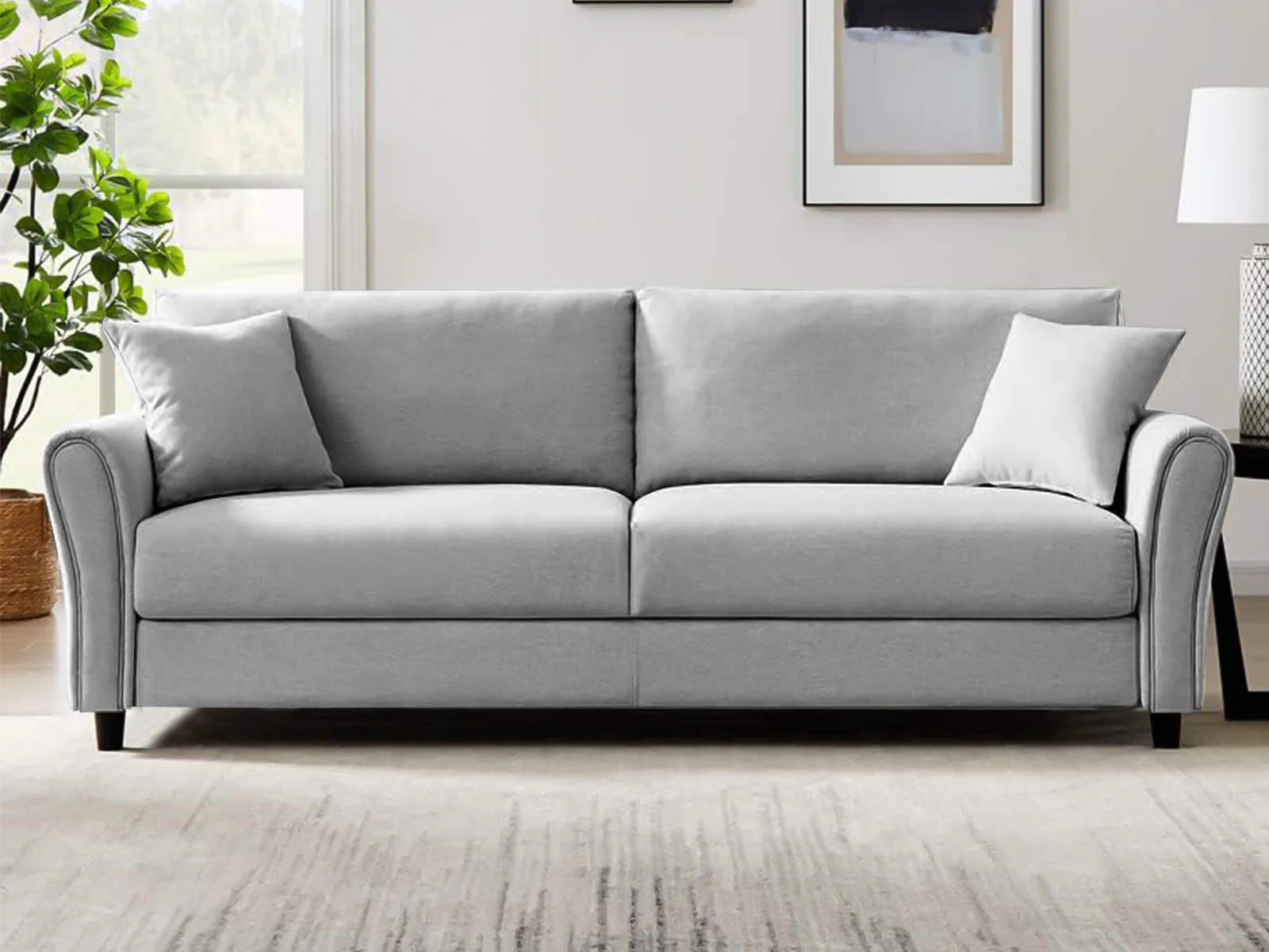 Clover Linen Sofa - Light Grey - Image 3