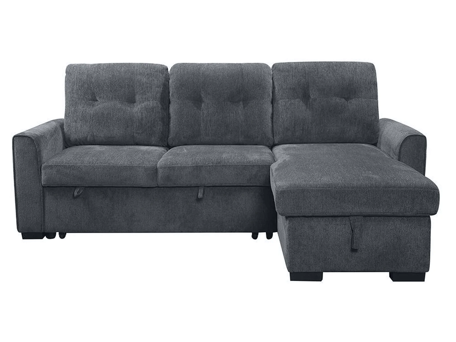 Collyn Chenille Sofa Bed with Right Chaise – Dark Grey - Image 6