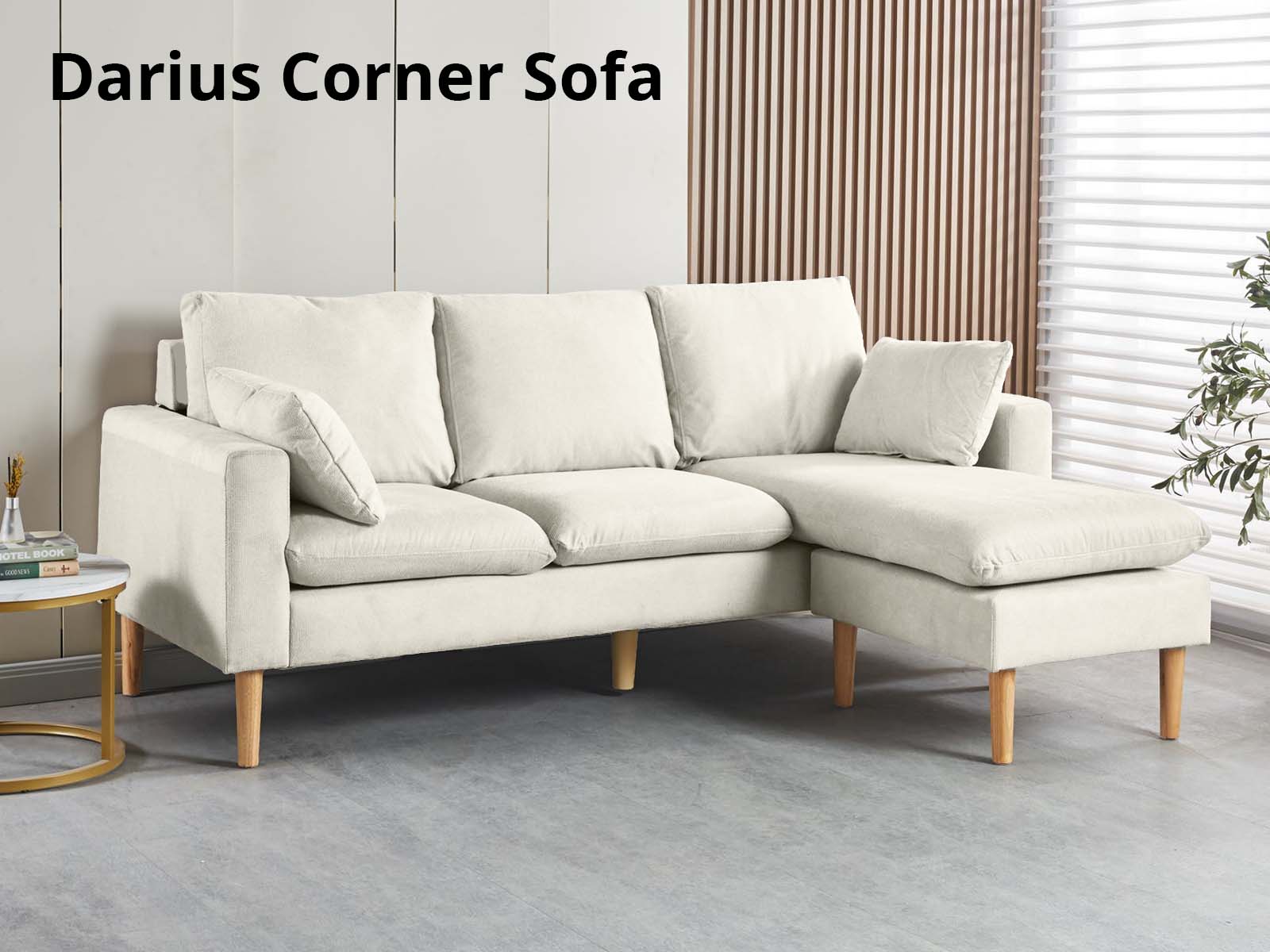 Darius Corner Sofa Linen - Cream - Image 2