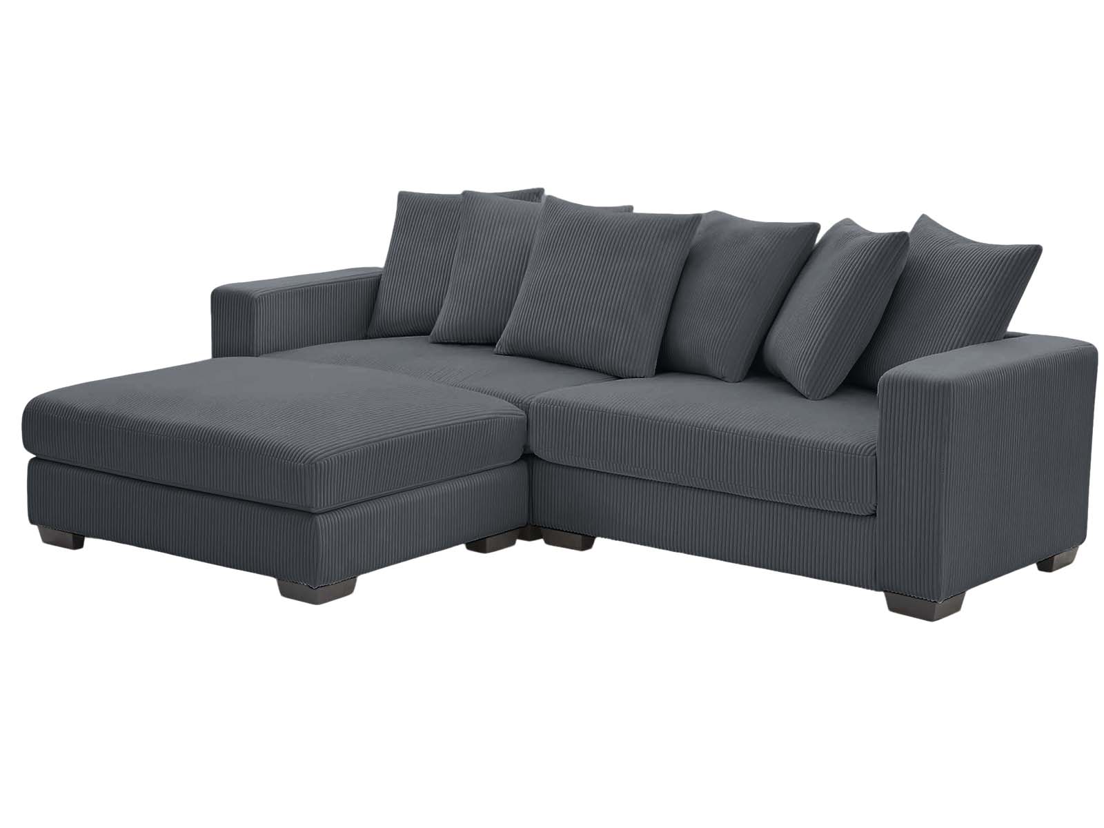 Daury L Shaped Sofa Corduroy - Dark Grey