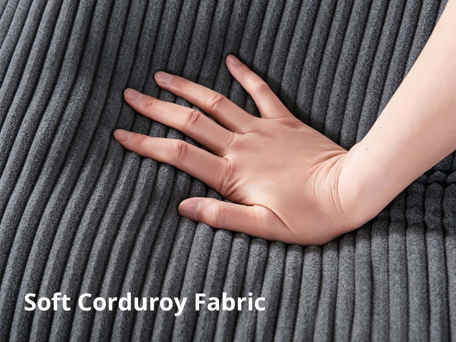 Daury L Shaped Sofa Corduroy - Dark Grey - Image 7