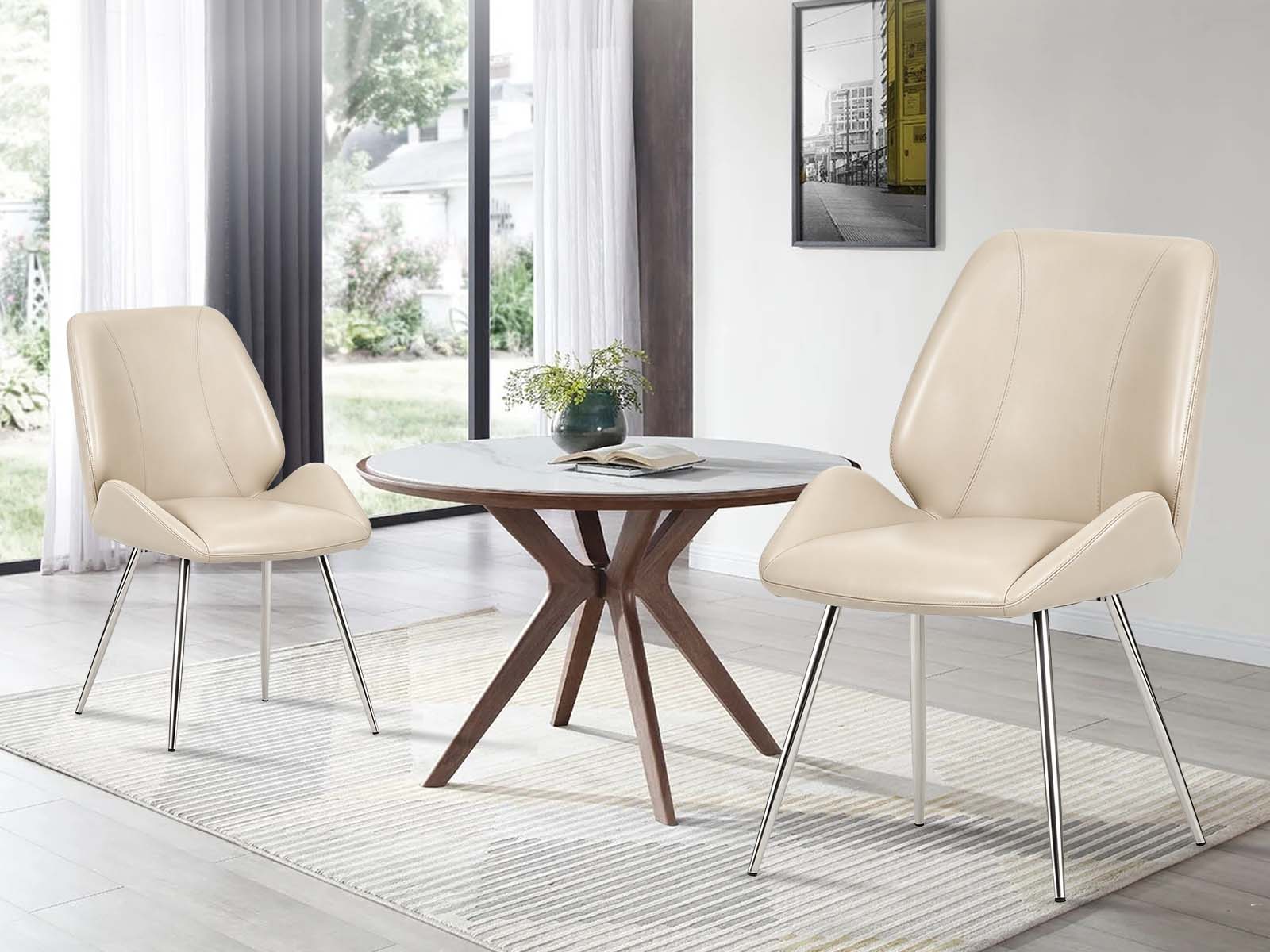 DS Dining Chair PU Beige - Set of 2 - Image 3