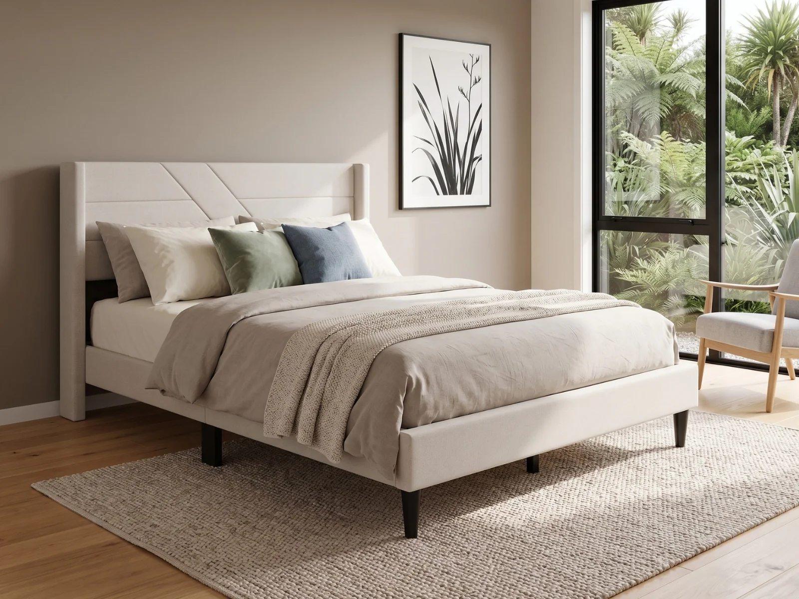 Galenia Bed Frame Beige - Queen - Image 2