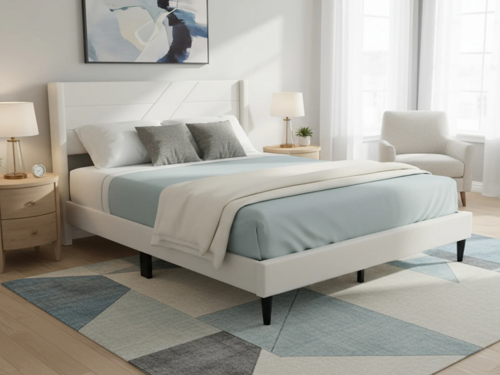 Galenia Bed Frame Beige - Queen - Image 4
