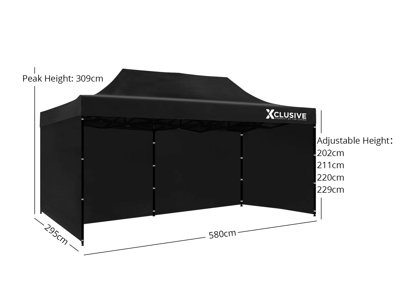 Xclusive Gazebo with Carry Bag 3m x 6m - Black - Image 9