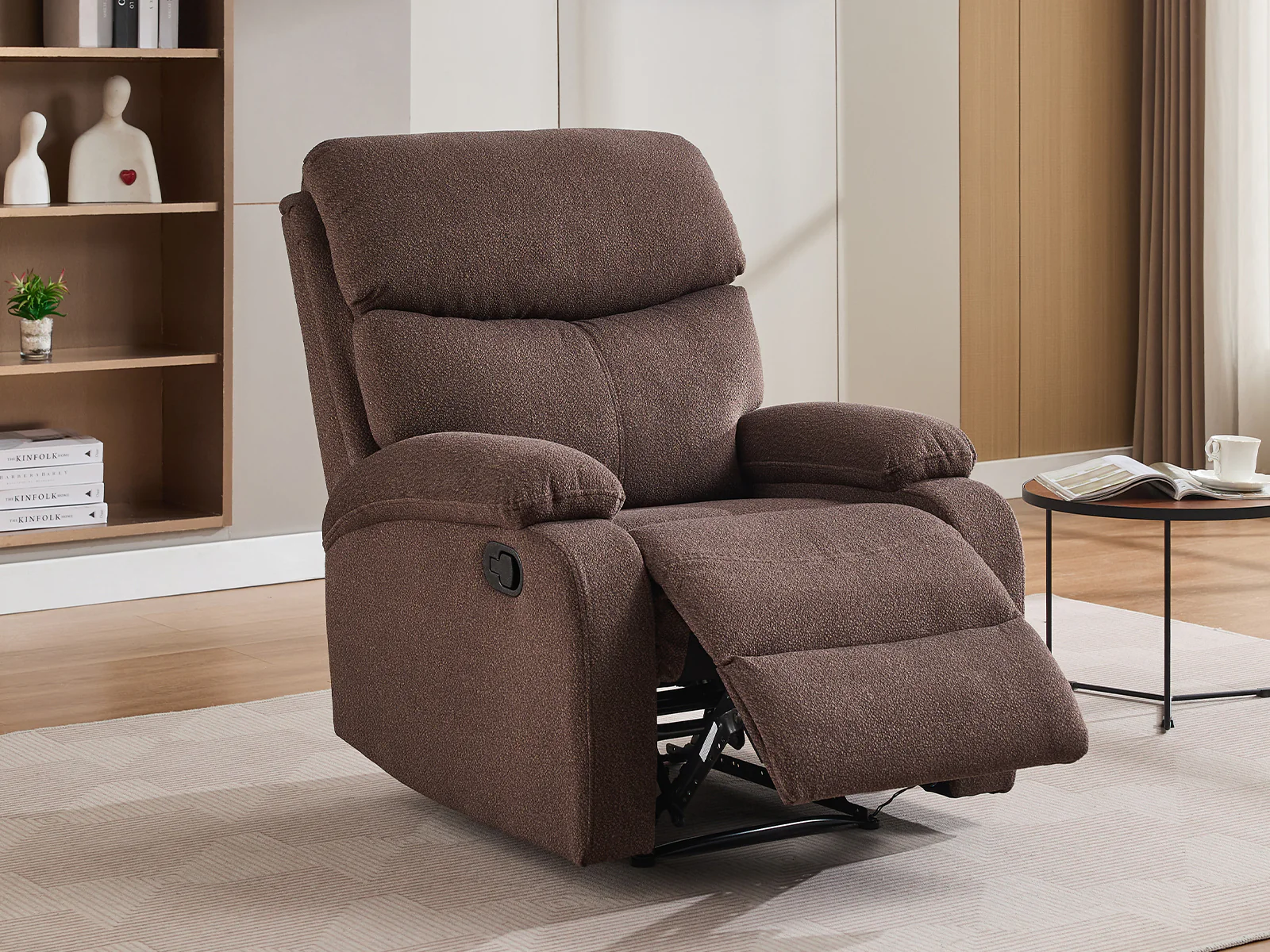 Giselle Boucle Recliner Chair - Brown - Image 7