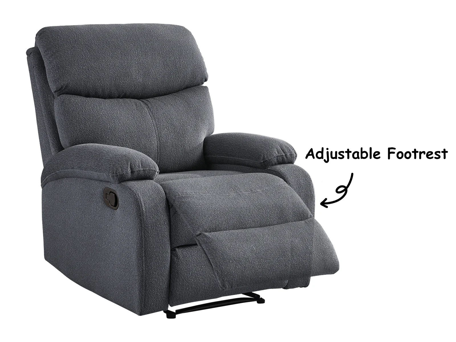 Giselle Boucle Recliner Chair - Dark Grey - Image 6