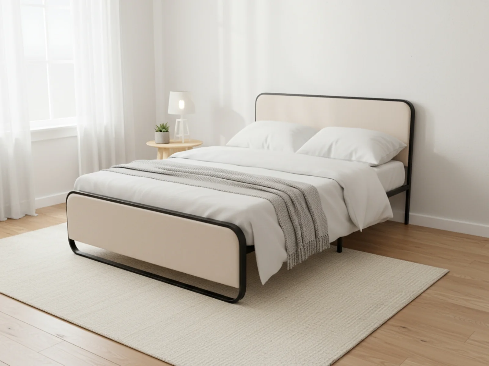 Haisla Velvet Bed Frame Cream - Queen - Image 5