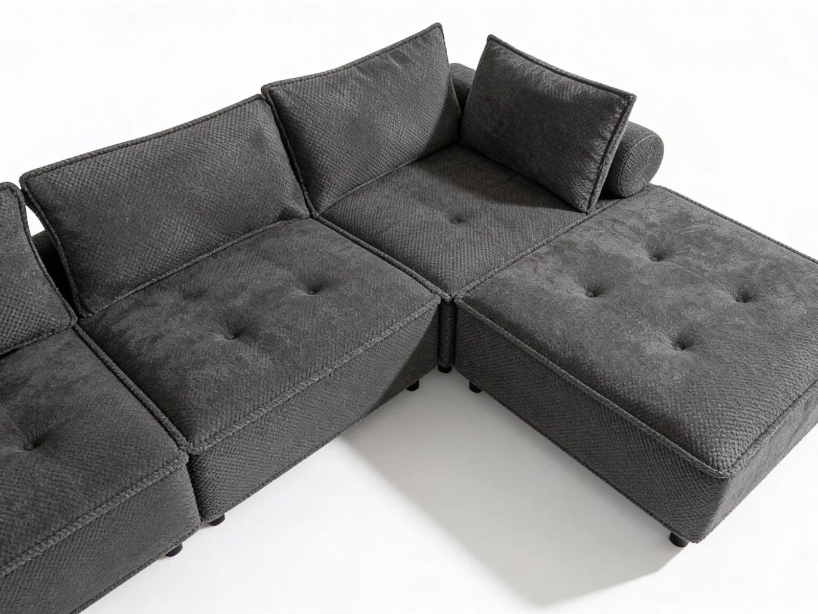 Hazel Velvet Sectional Sofa - Dark Grey - Image 8