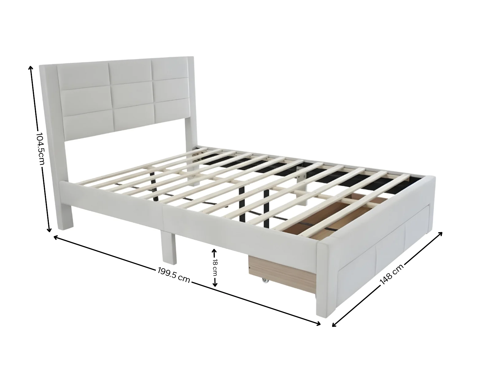 Hernan Bed Frame with Drawer - Double - Image 5