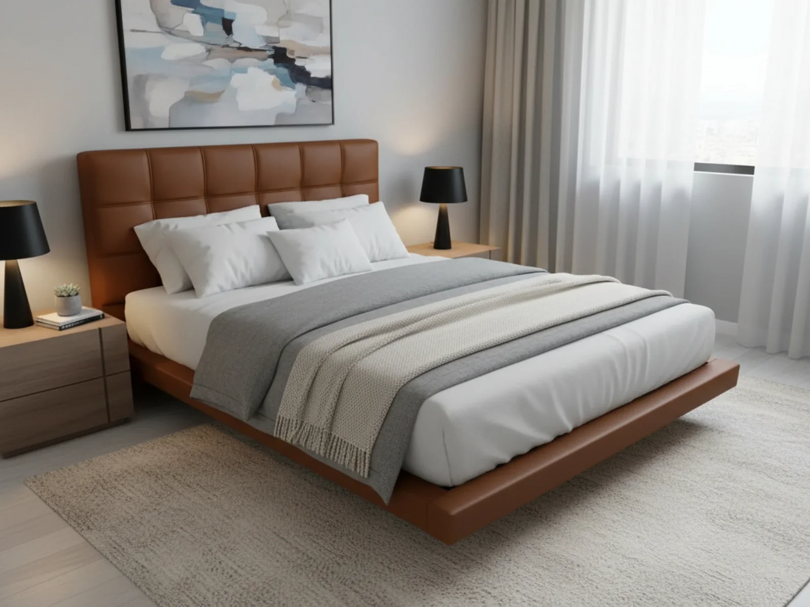 Kalyn PU Floating Bed Frame - Queen - Image 3