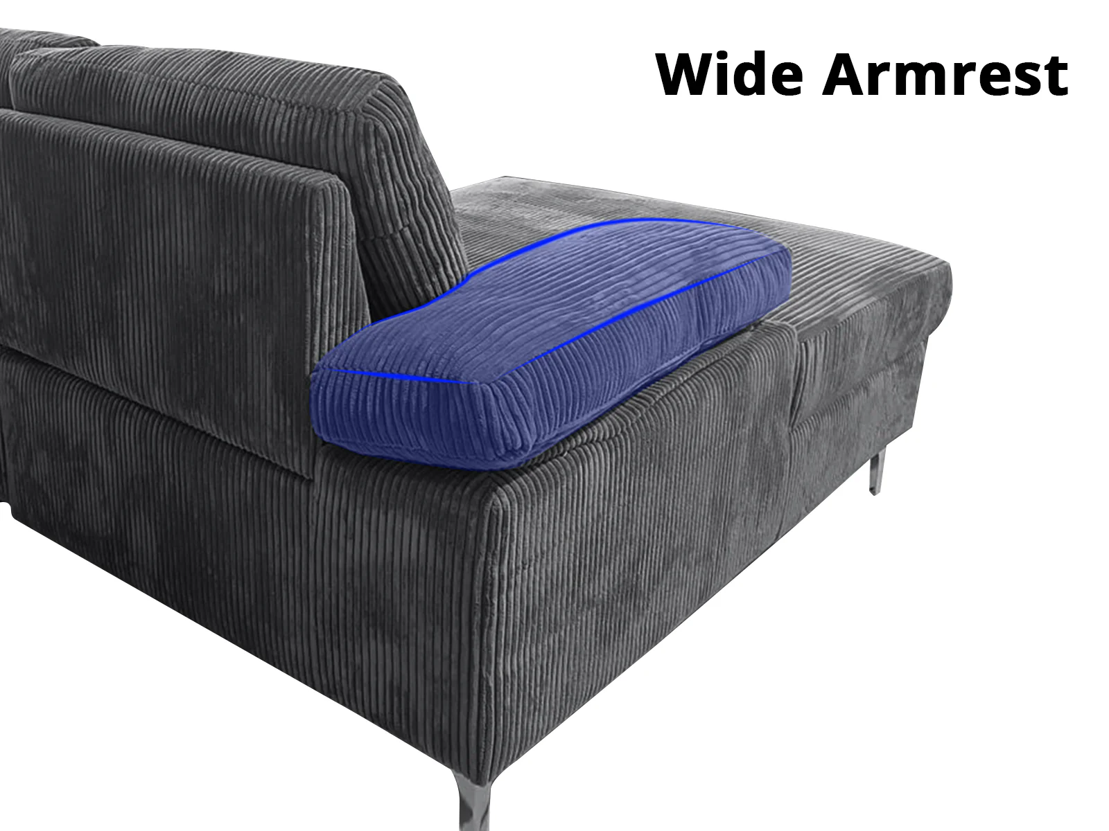 Kaveah Corduroy Sofa With Left Chaise - Grey - Image 5