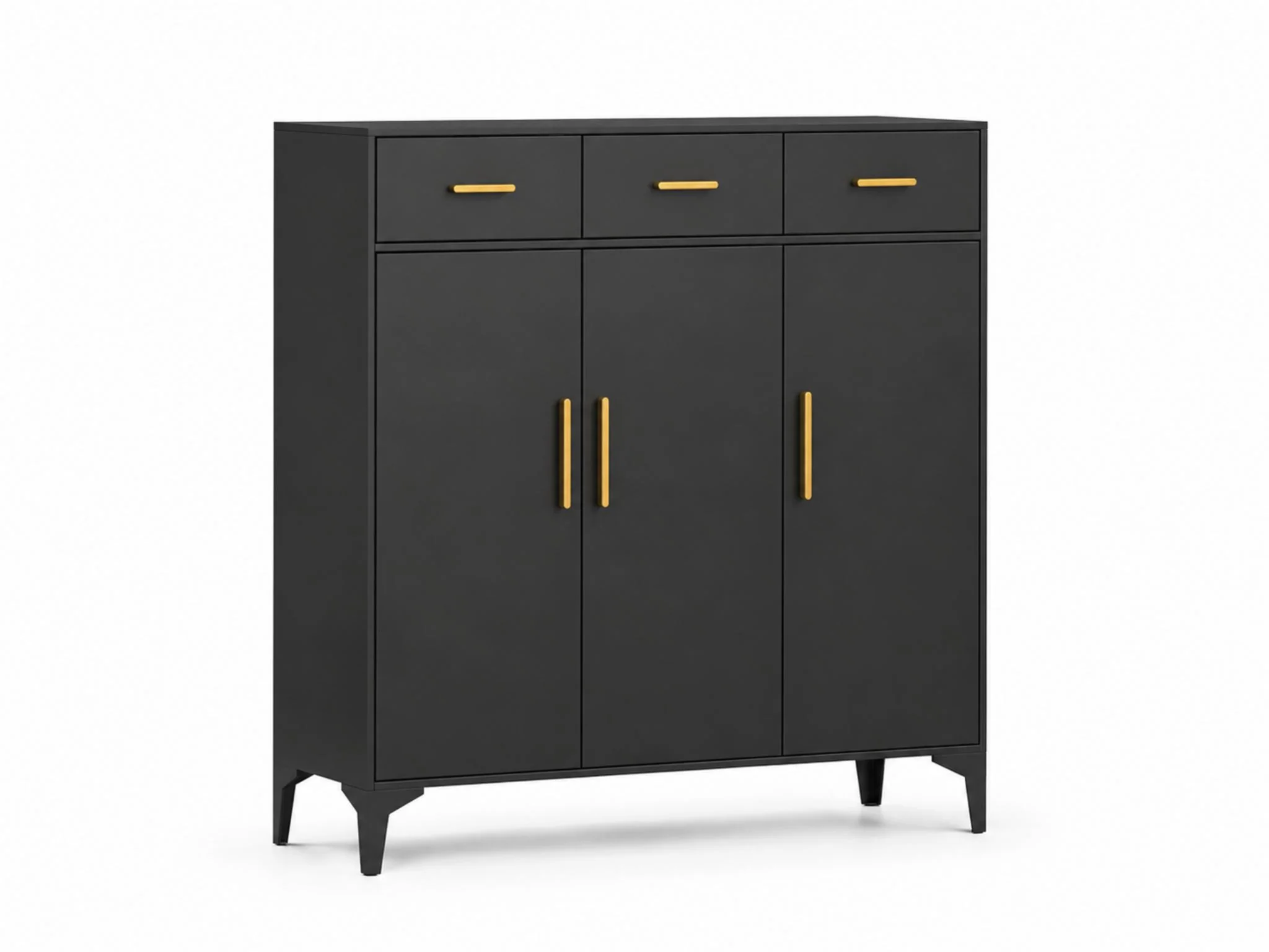 Lonna Steel 3-Door Shoe Cabinet With Drawers - Black - Image 4