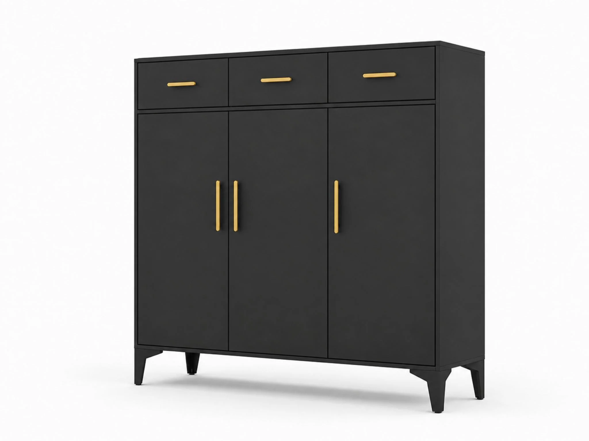 Lonna Steel 3-Door Shoe Cabinet With Drawers - Black - Image 5