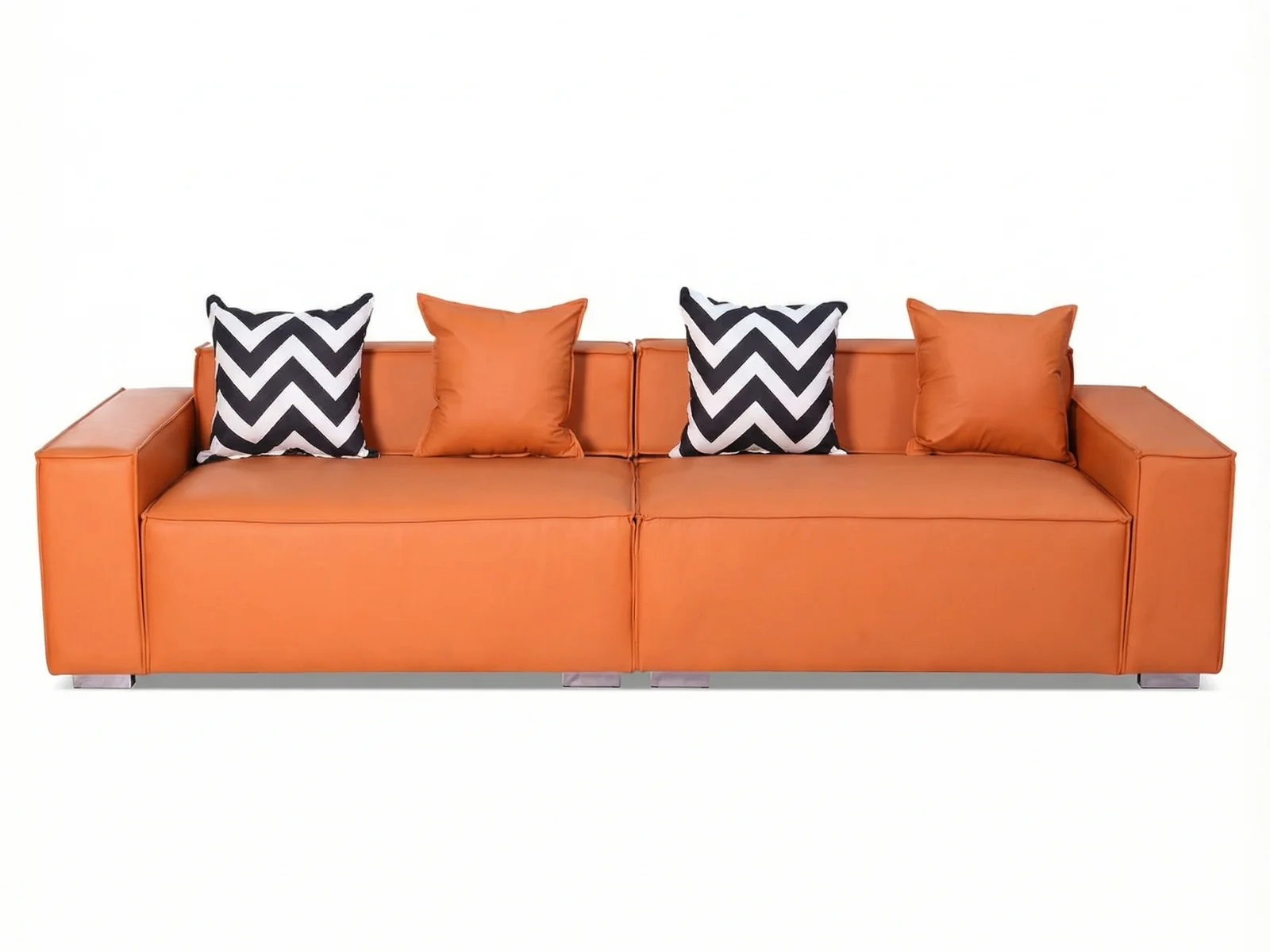 Loretta PU Leather Sofa - Orange
