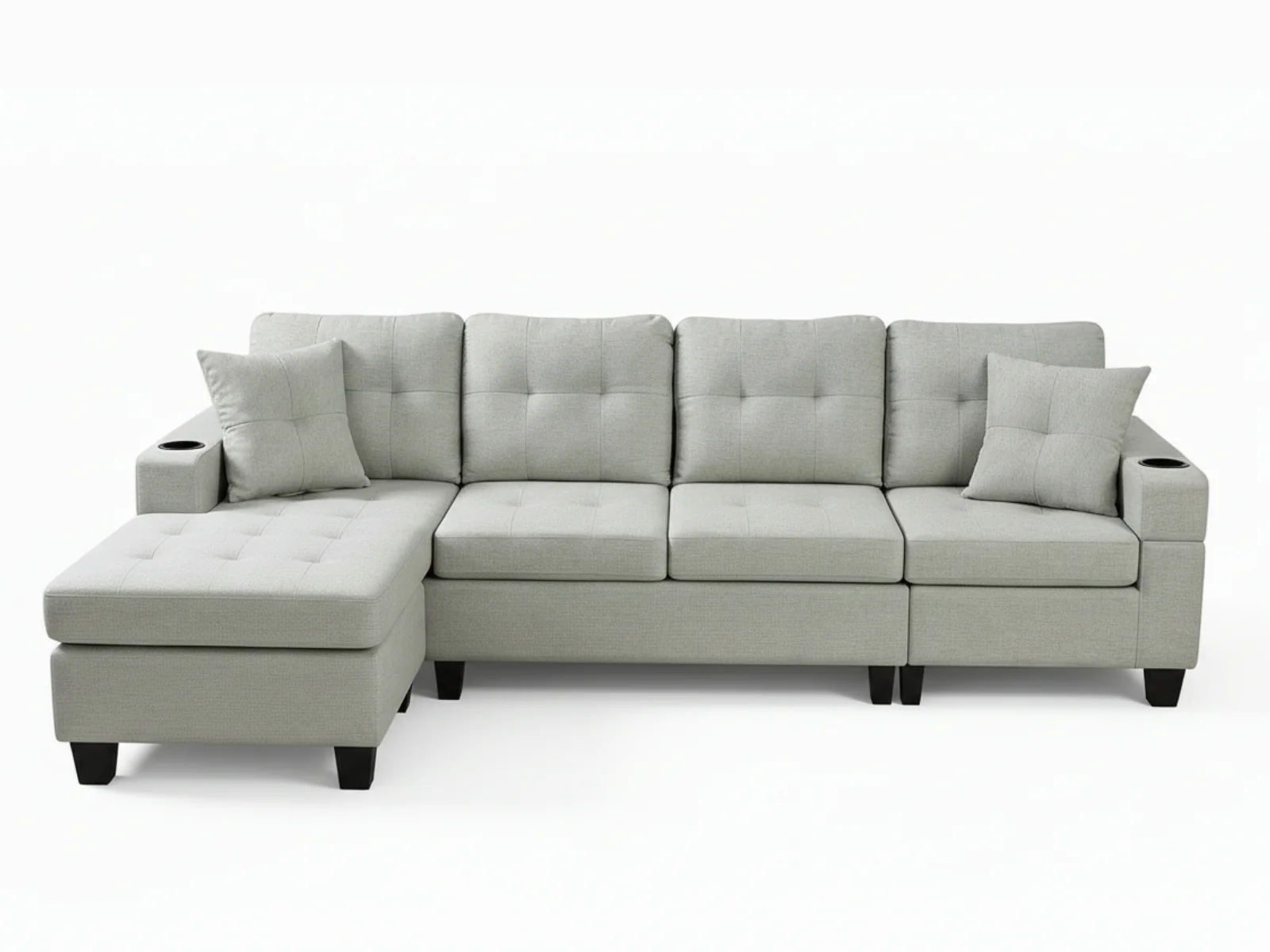 New Marcia Sectional Sofa with Chaise Linen - Cream - Image 4
