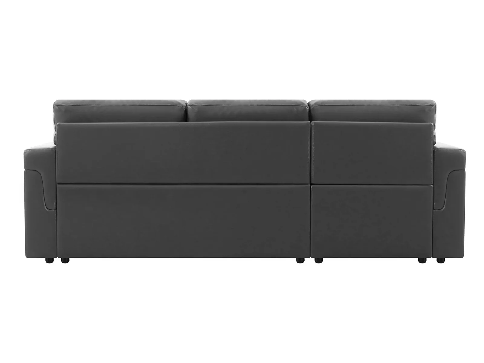 Novia Pull-out Sofa Bed with Storage Chaise PU - Dark Grey - Image 8
