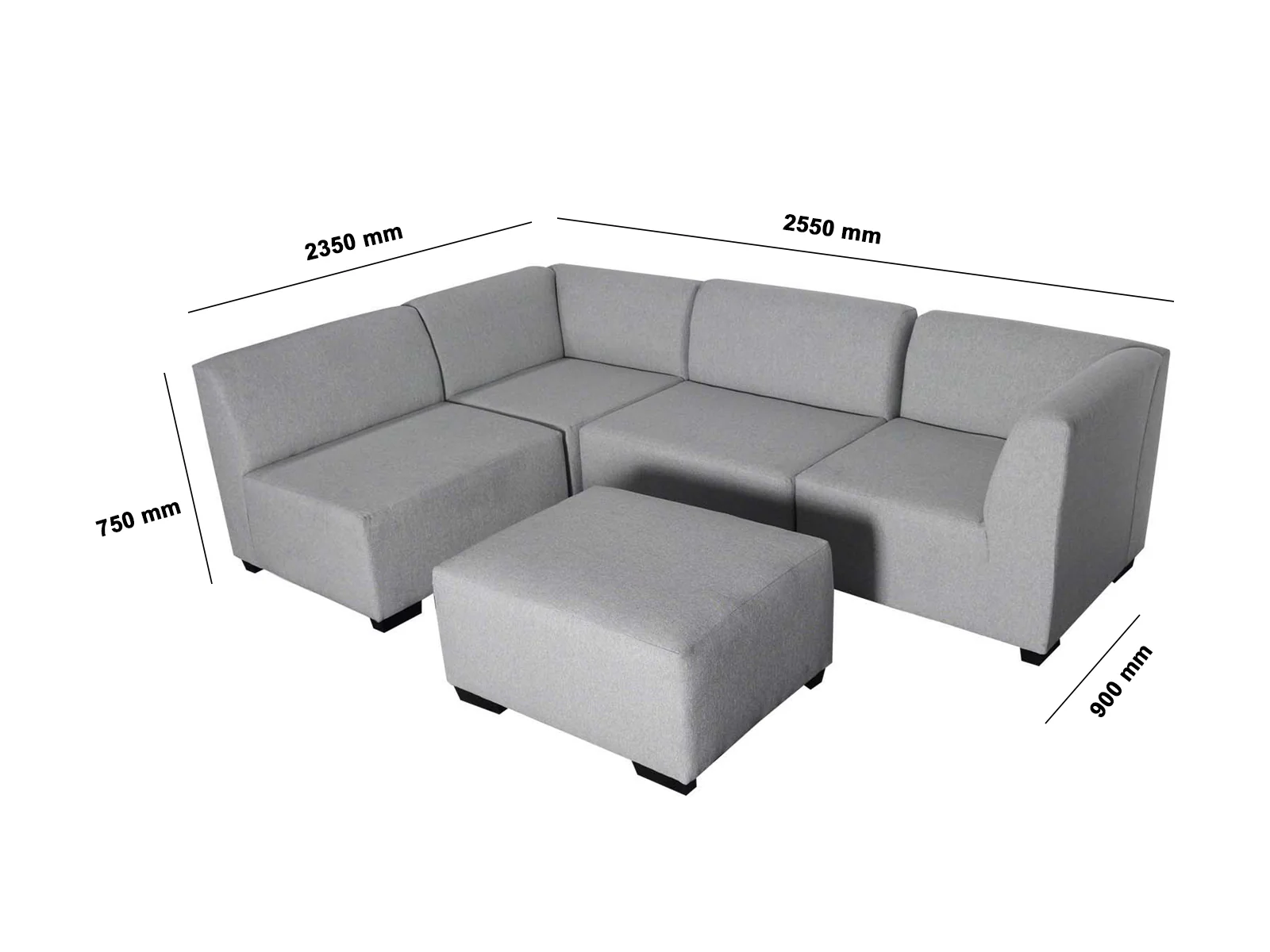 DS NZ Made Andy Corner Sofa with Ottoman - Kido Steel - Image 2