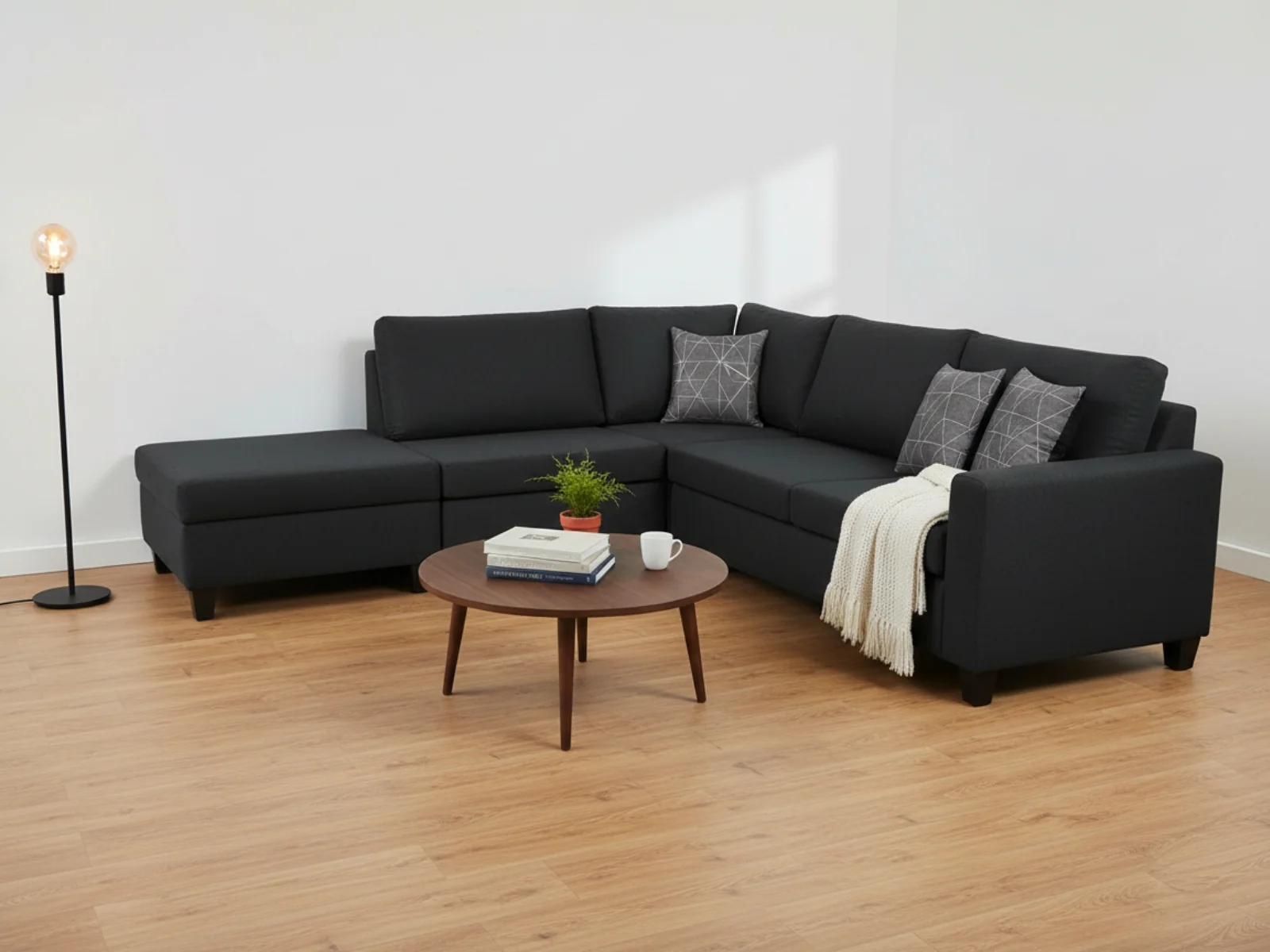 DS NZ Made Bhumi Corner Sofa with Ottoman - Vish Black - Image 10