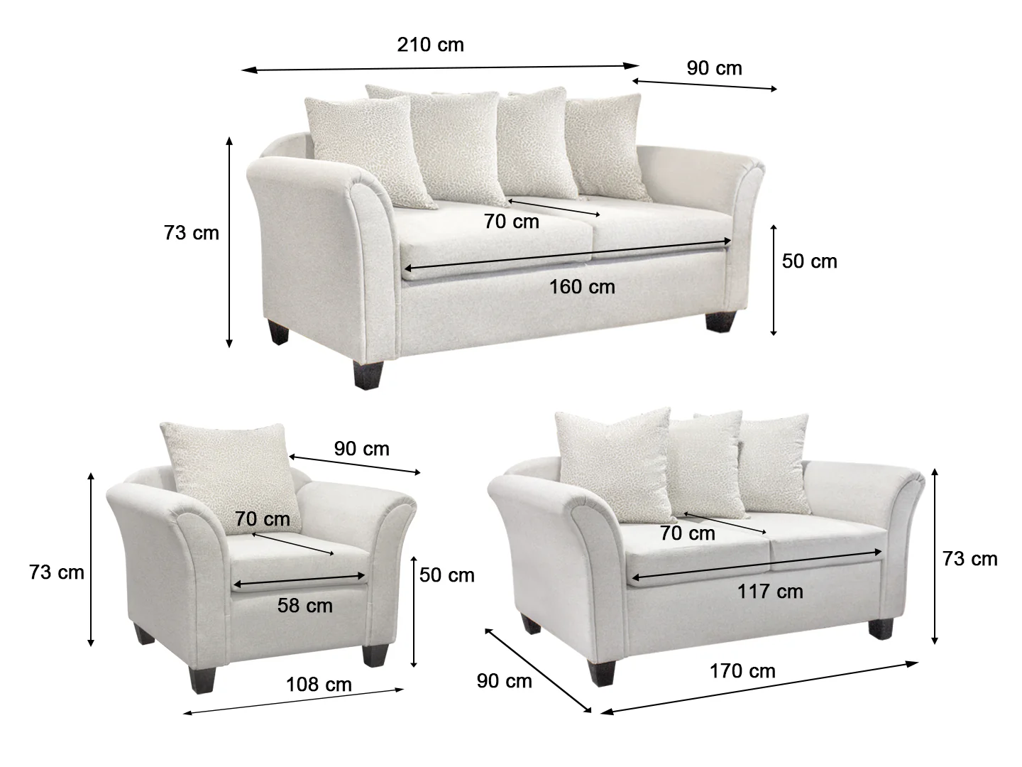 DS NZ Made Chika 3+2+1 Sofa Set - Kido Marble - Image 3
