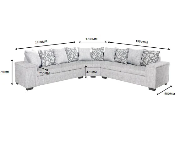 DS NZ Made Ella Corner Sofa with Pattern Cushion - Comfy Silver - Image 3