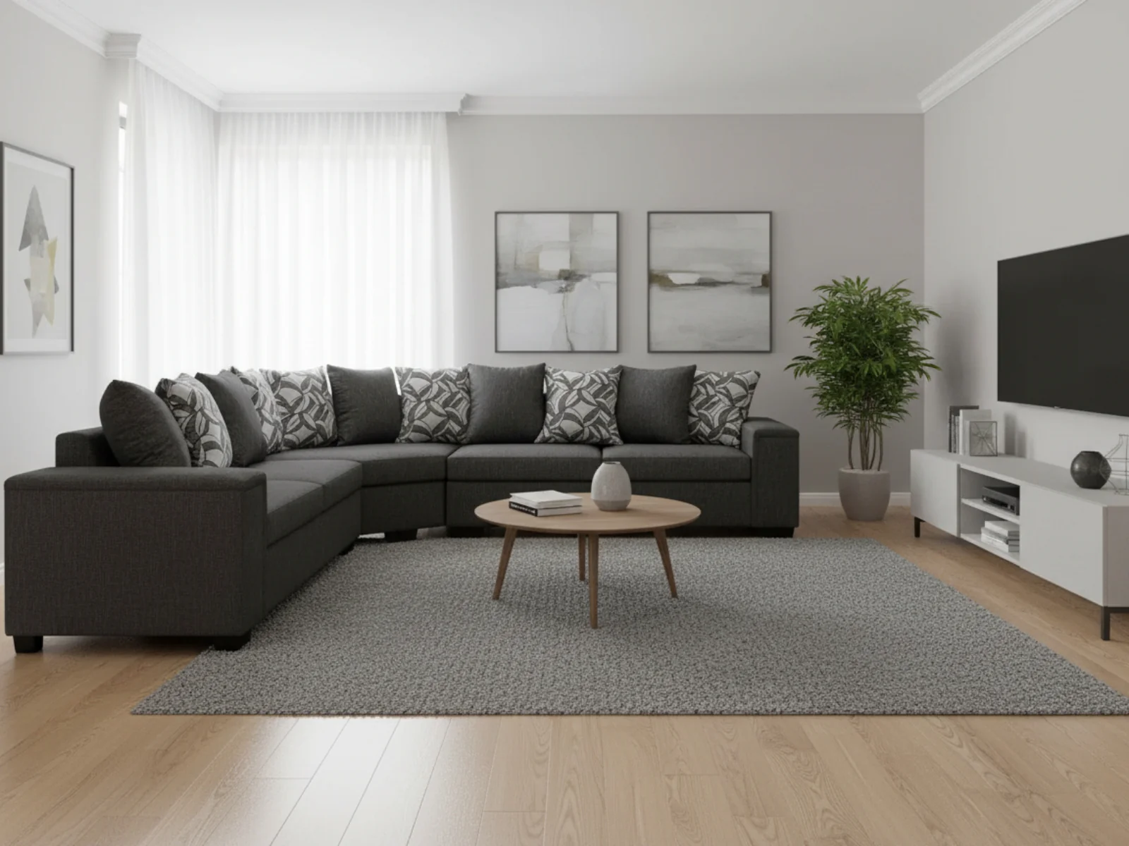 DS NZ Made Ella Corner Sofa with Pattern Cushion - Kido Black - Image 10