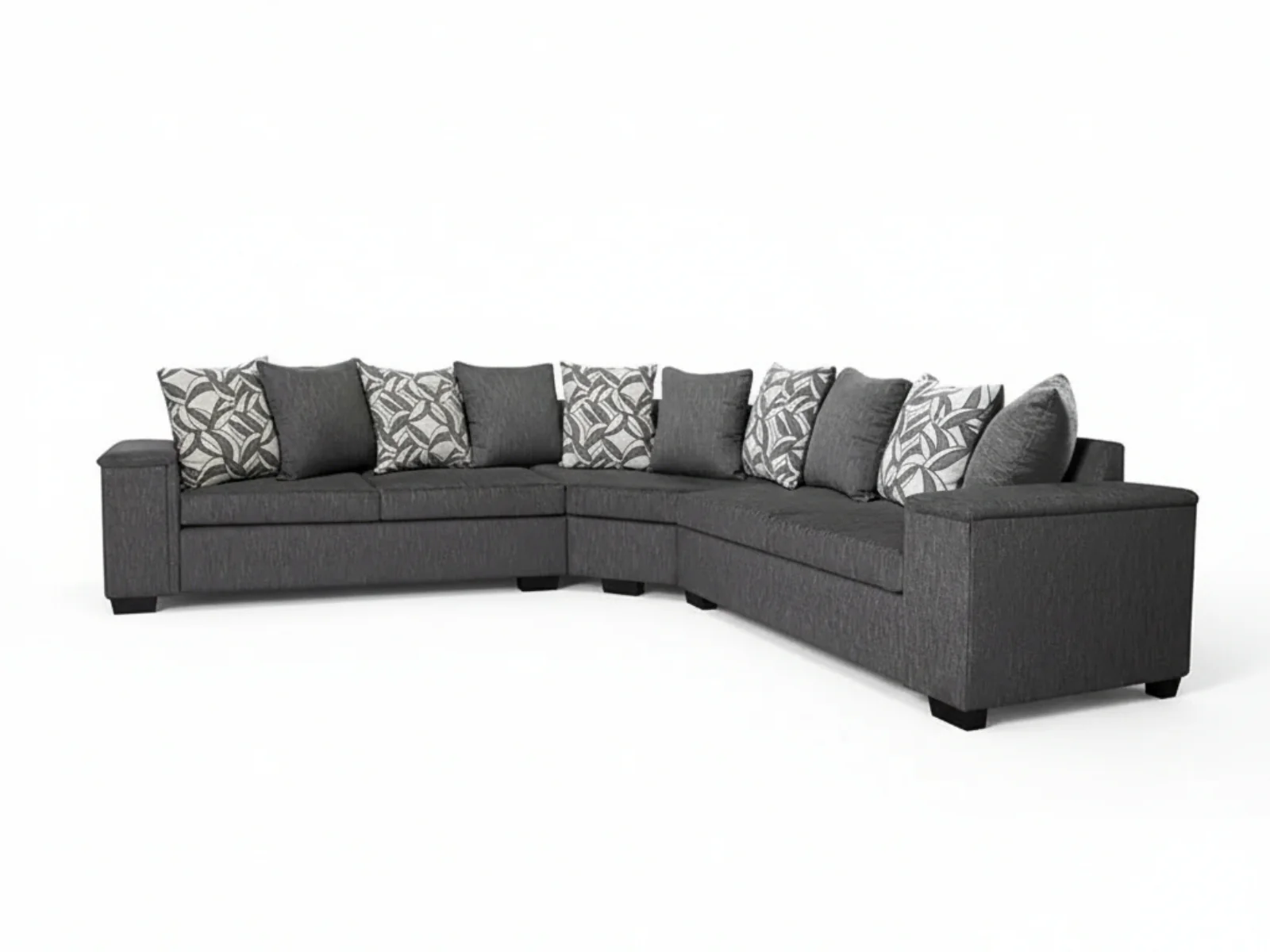 DS NZ Made Ella Corner Sofa with Pattern Cushion - Kido Black - Image 4