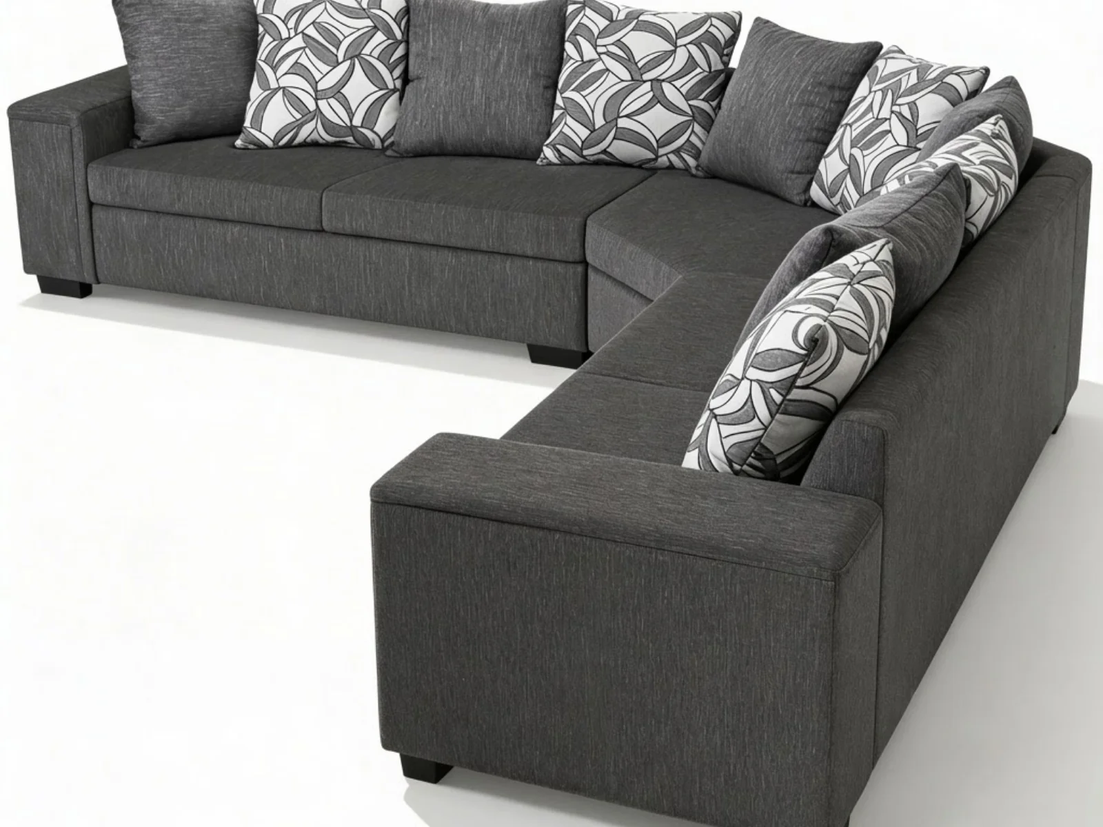 DS NZ Made Ella Corner Sofa with Pattern Cushion - Kido Black - Image 5