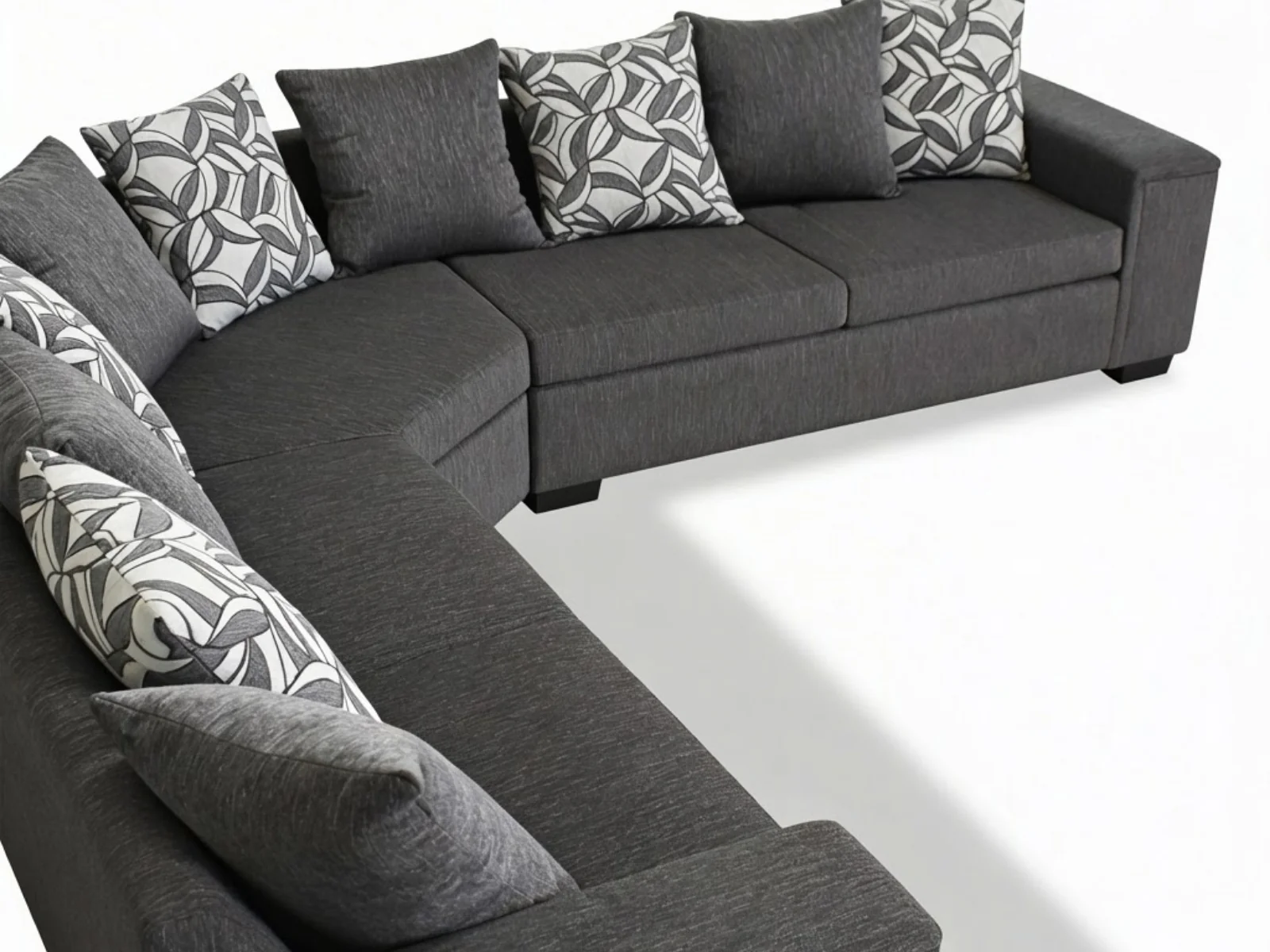DS NZ Made Ella Corner Sofa with Pattern Cushion - Kido Black - Image 6