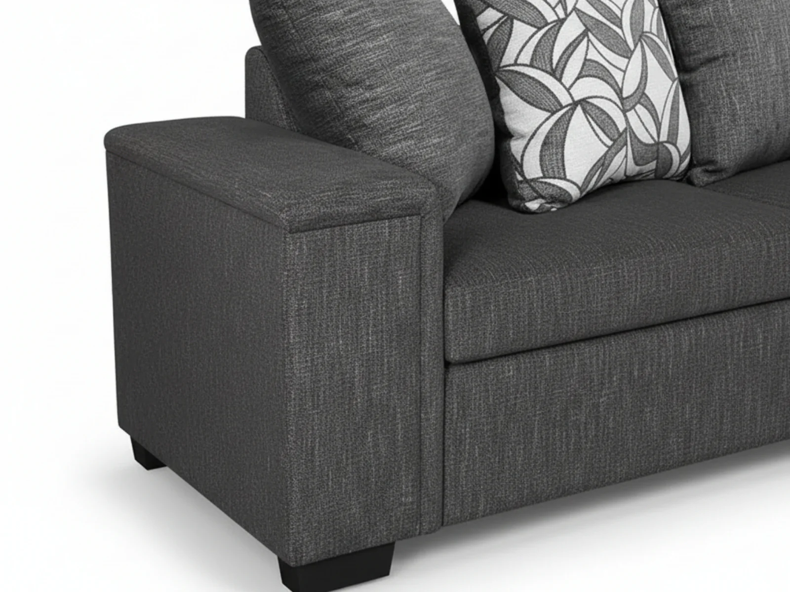 DS NZ Made Ella Corner Sofa with Pattern Cushion - Kido Black - Image 8
