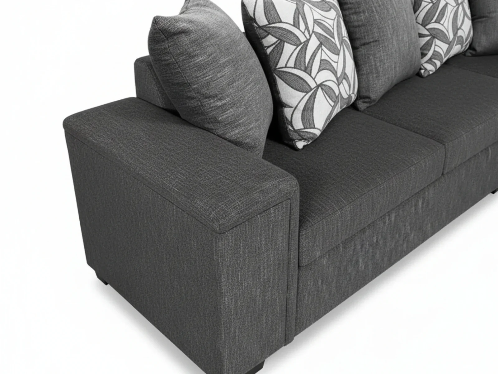 DS NZ Made Ella Corner Sofa with Pattern Cushion - Kido Black - Image 9