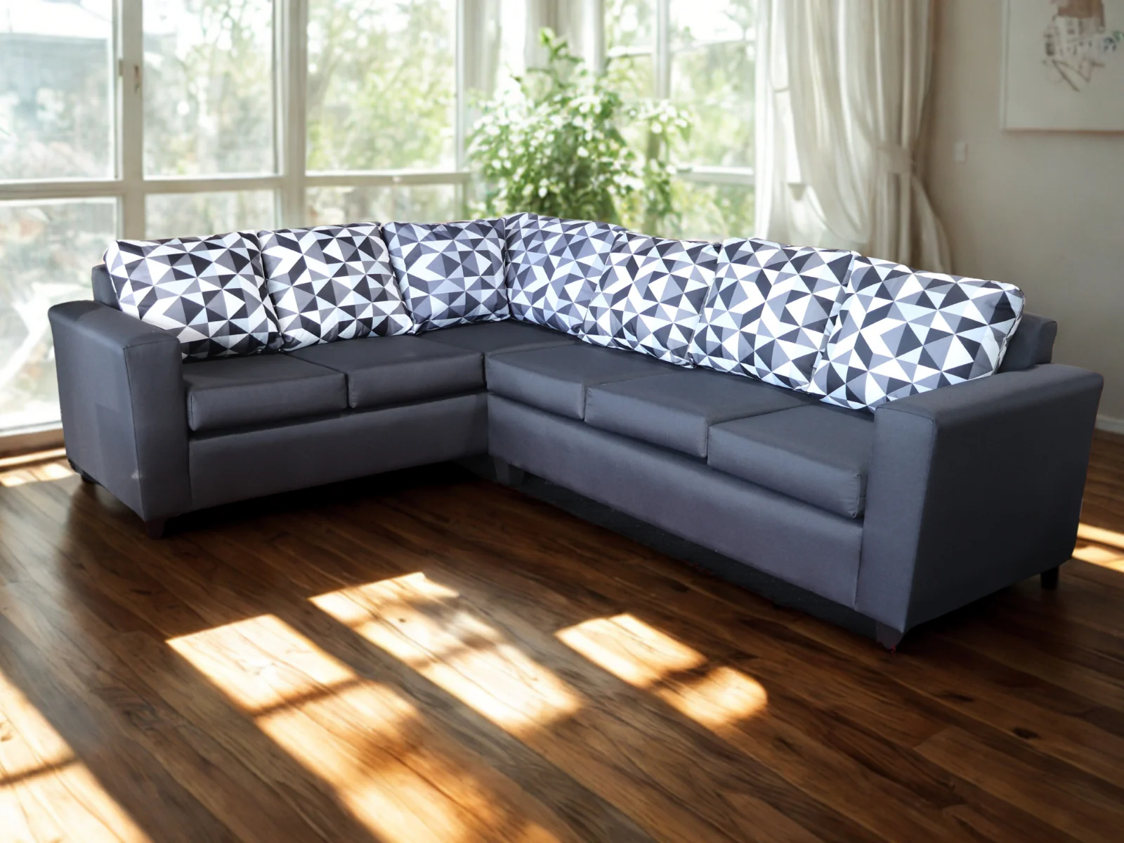 DS NZ Made Ezra Corner Sofa with Geometric Cushions - Image 2