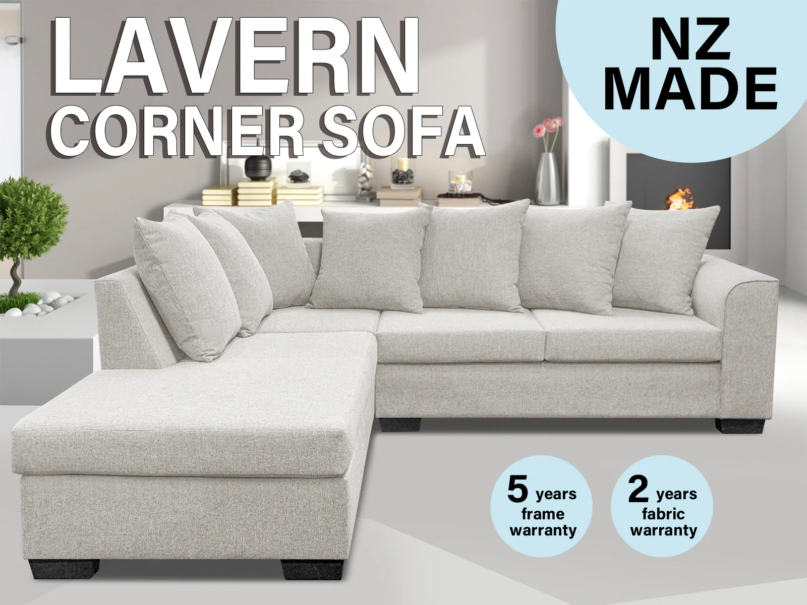 DS NZ Made Lavern Corner Sofa - Kido Marble - Image 2