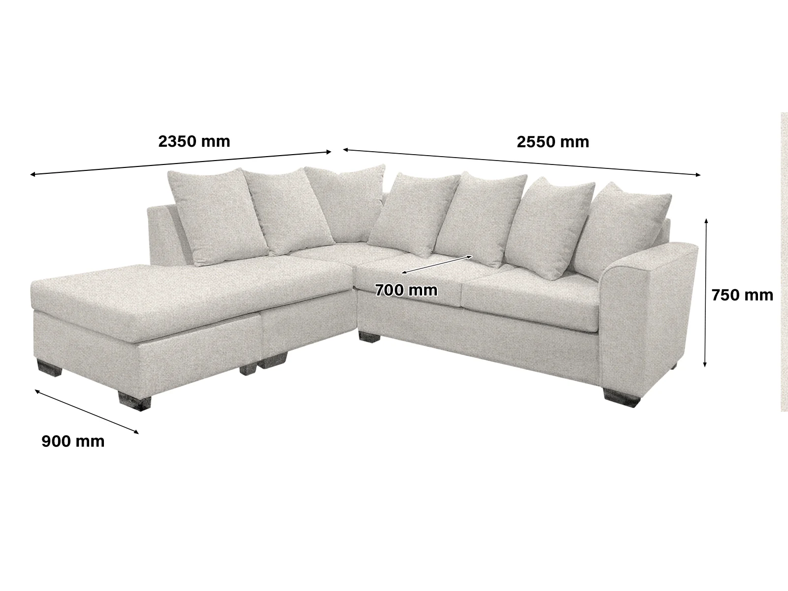 DS NZ Made Lavern Corner Sofa - Kido Marble - Image 3