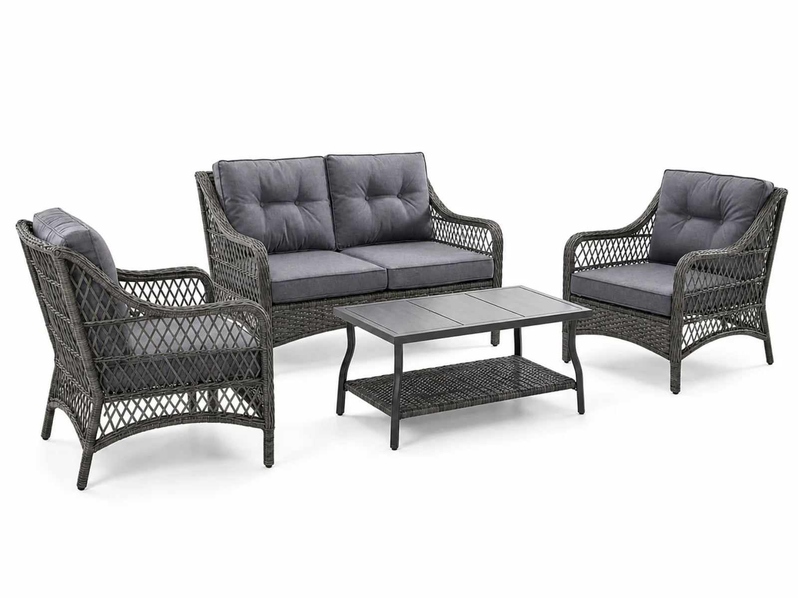 4-Piece Outdoor Sofa Set - Brown + Grey - Image 4