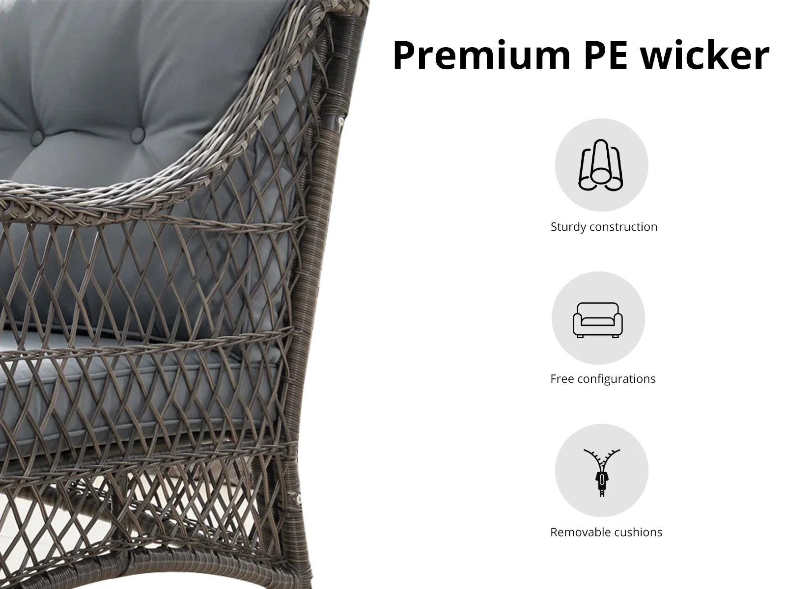 4-Piece Outdoor Sofa Set - Brown + Grey - Image 9