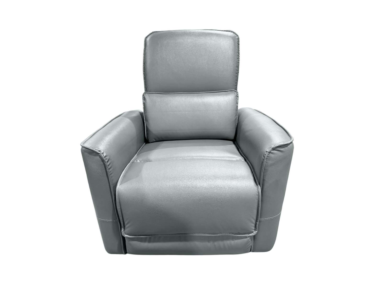 Rodger Air Leather Manual Recliner Chair - Grey - Image 6