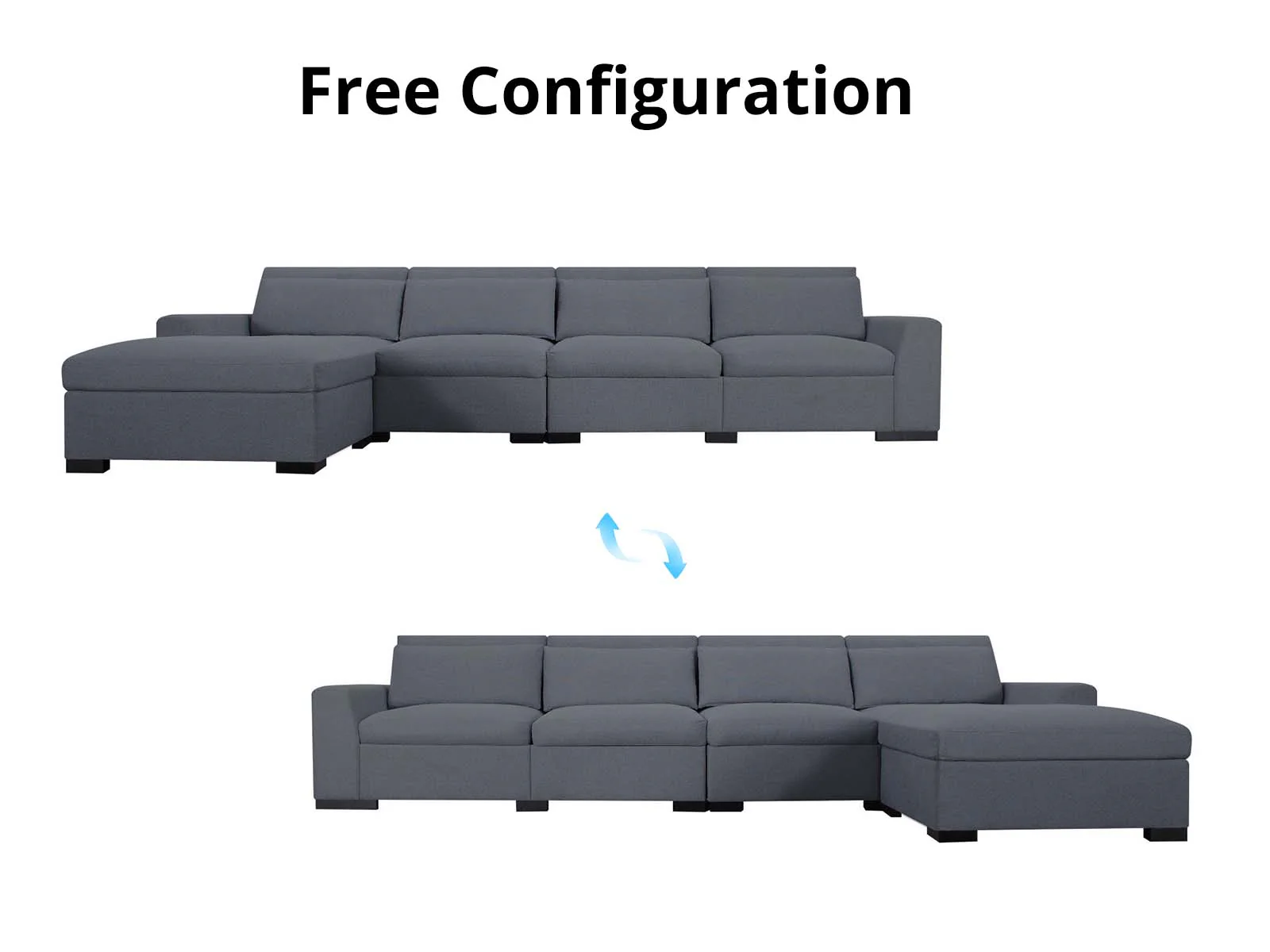 DS Savile Sectional Sofa With Ottoman - Dark Grey - Image 9