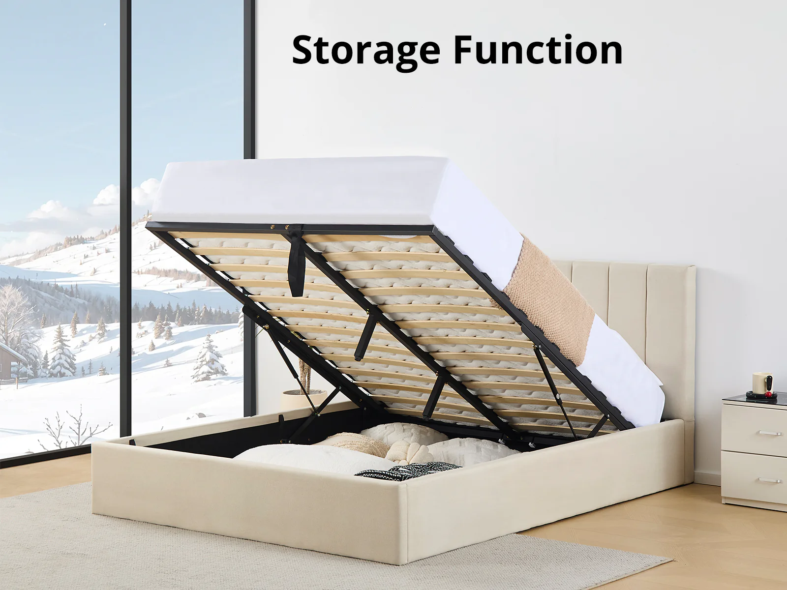 Shawnee Storage Bed Frame Beige - Queen - Image 5