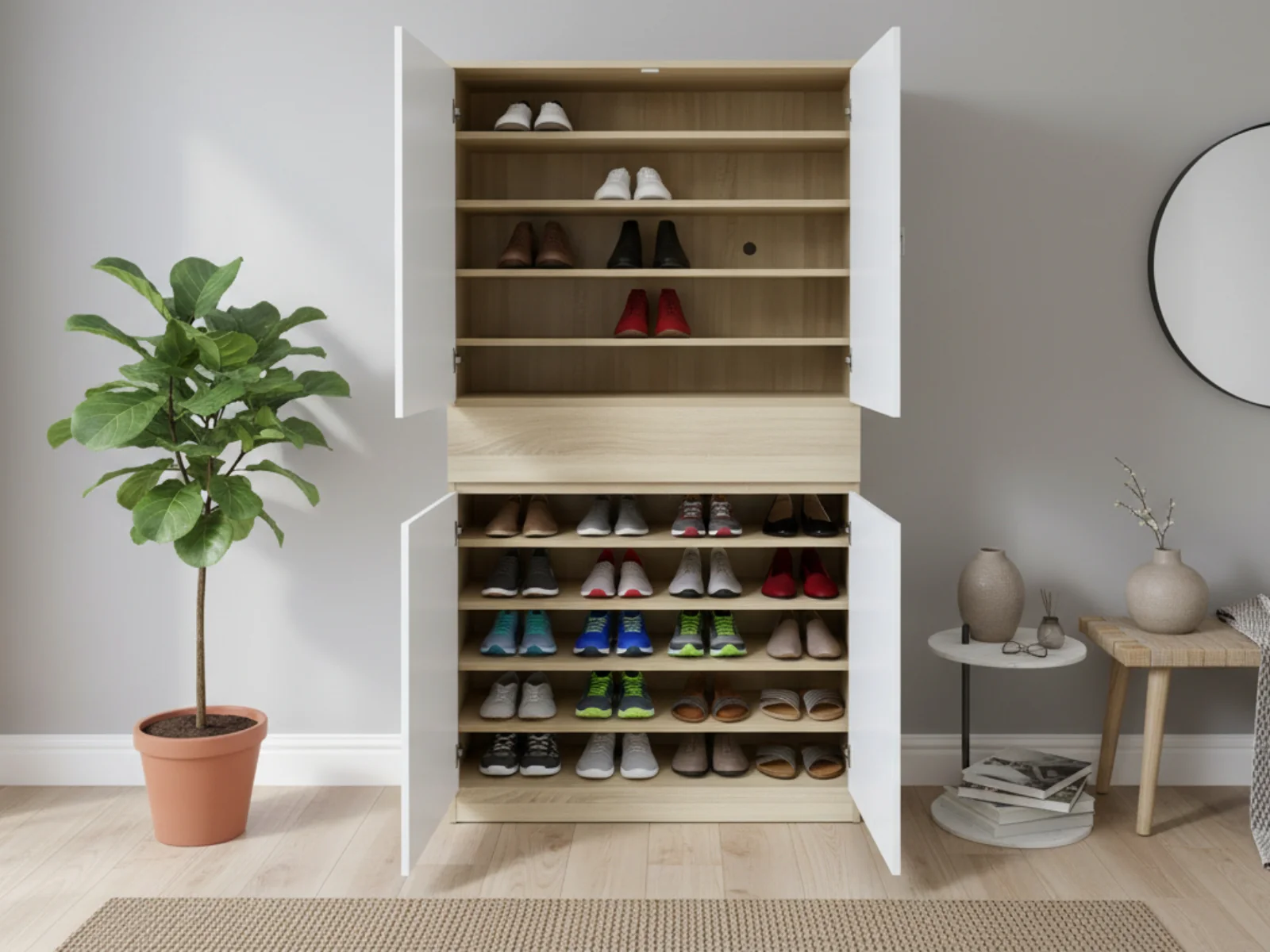 DS Teasel 4-Door Tall Shoe Cabinet with Drawer - Image 2