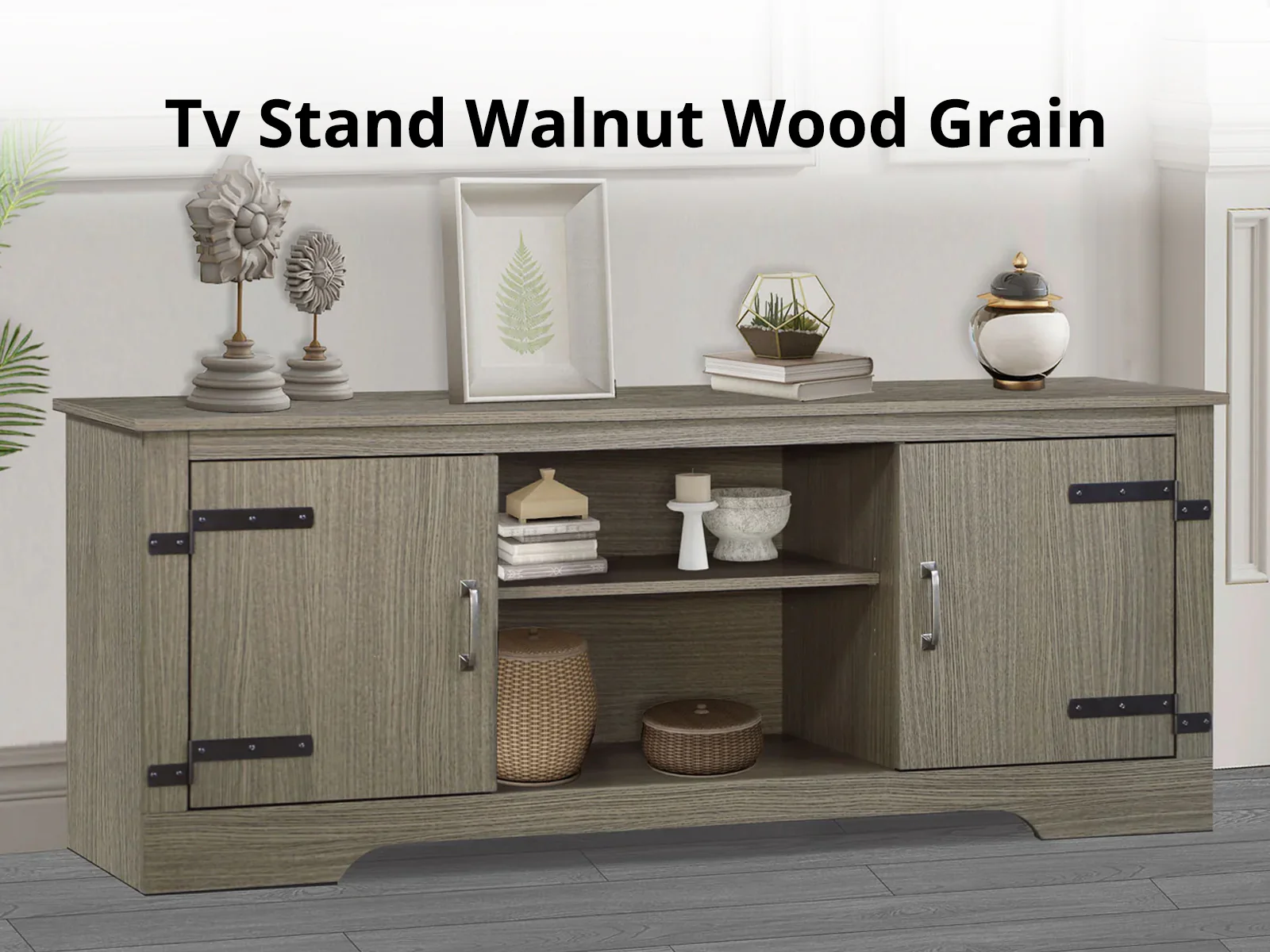 Walnut Wood Grain Entertainment Unit - 150 cm - Image 3