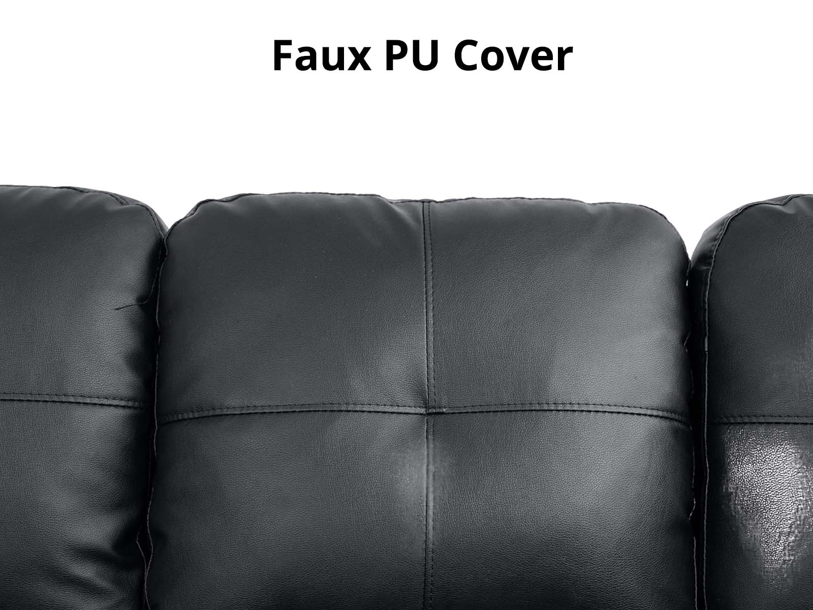 Vega Sectional Sofa with Ottoman PU - Black - Image 6