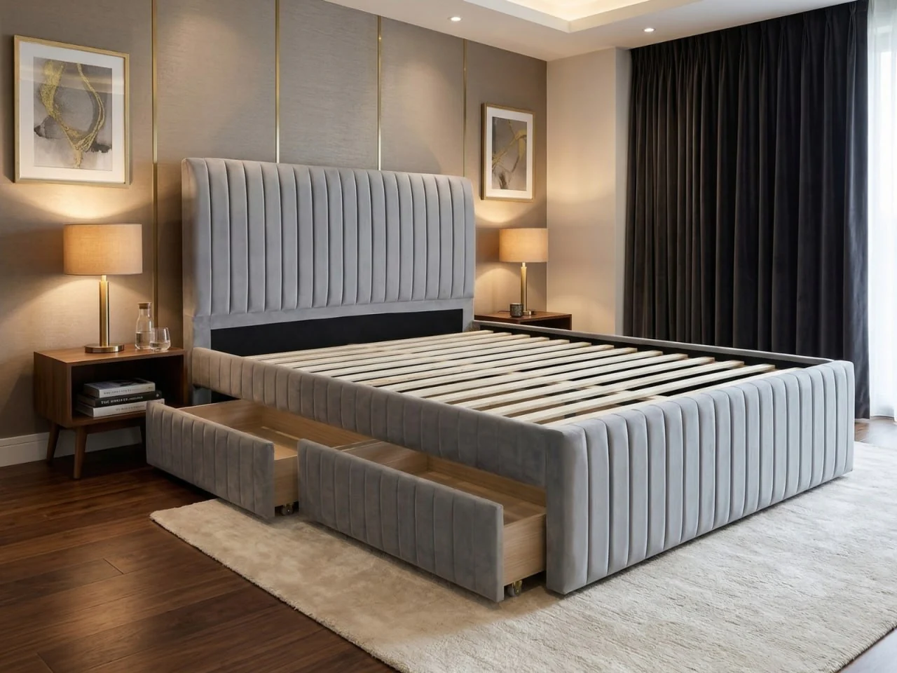 Wairoa Bed Frame with Drawers - Double - Image 3