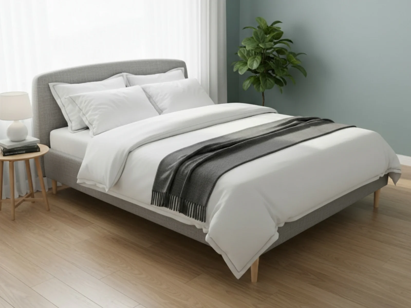 Zion Bed Frame Grey - Queen - Image 5