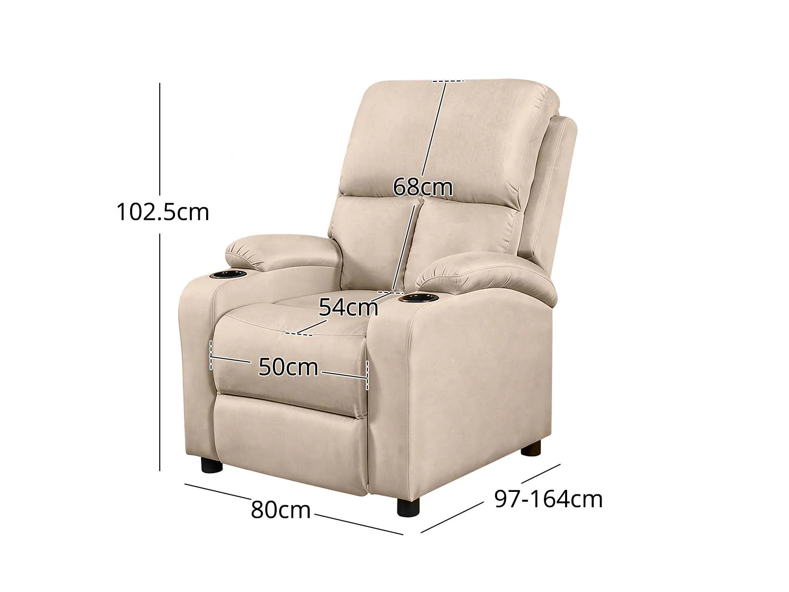 Zola Push Back Recliner Chair Linen - Light Grey09 - Image 4